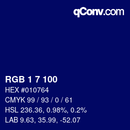 カラーコード: RGB 1 7 100 | qconv.com