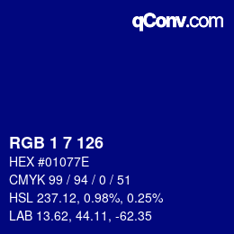 Color code: RGB 1 7 126 | qconv.com