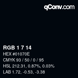 カラーコード: RGB 1 7 14 | qconv.com