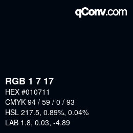 カラーコード: RGB 1 7 17 | qconv.com