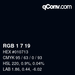 Color code: RGB 1 7 19 | qconv.com