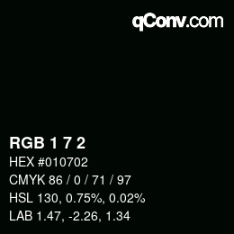 Color code: RGB 1 7 2 | qconv.com