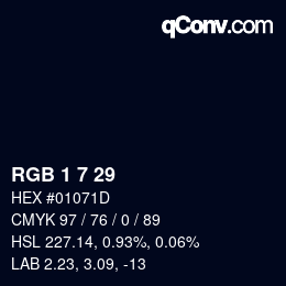 カラーコード: RGB 1 7 29 | qconv.com