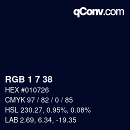 カラーコード: RGB 1 7 38 | qconv.com
