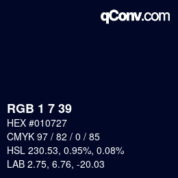 カラーコード: RGB 1 7 39 | qconv.com
