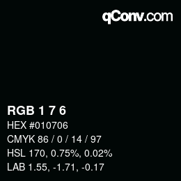 カラーコード: RGB 1 7 6 | qconv.com