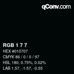 カラーコード: RGB 1 7 7 | qconv.com