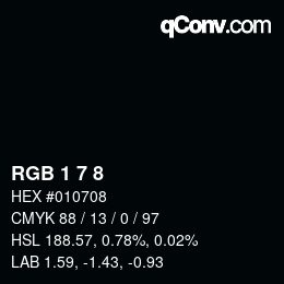 カラーコード: RGB 1 7 8 | qconv.com