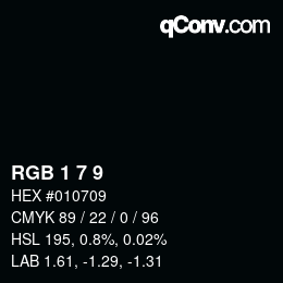 颜色代码: RGB 1 7 9 | qconv.com
