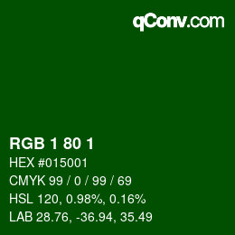Color code: RGB 1 80 1 | qconv.com