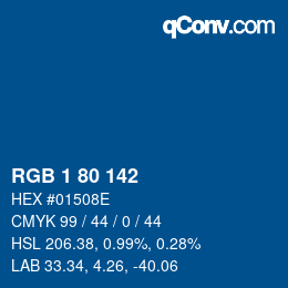 Color code: RGB 1 80 142 | qconv.com