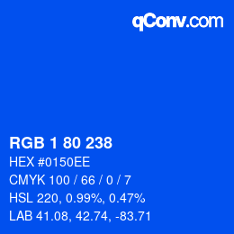 Color code: RGB 1 80 238 | qconv.com