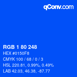 Color code: RGB 1 80 248 | qconv.com