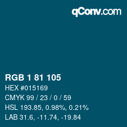 カラーコード: RGB 1 81 105 | qconv.com