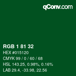 Color code: RGB 1 81 32 | qconv.com