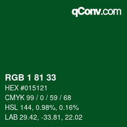 Color code: RGB 1 81 33 | qconv.com