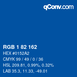 カラーコード: RGB 1 82 162 | qconv.com
