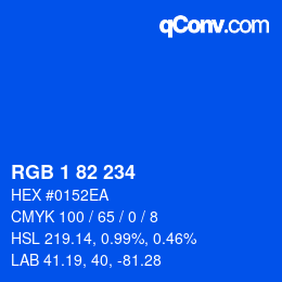 Color code: RGB 1 82 234 | qconv.com