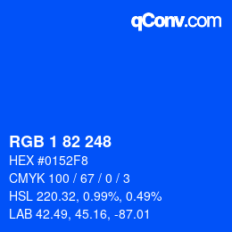 Color code: RGB 1 82 248 | qconv.com