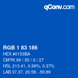 Color code: RGB 1 83 186 | qconv.com