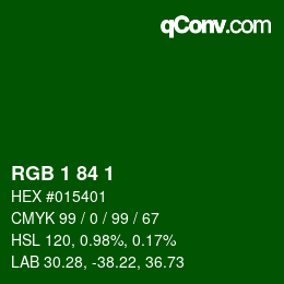 Color code: RGB 1 84 1 | qconv.com