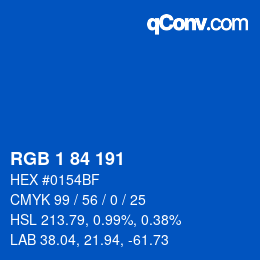 Color code: RGB 1 84 191 | qconv.com