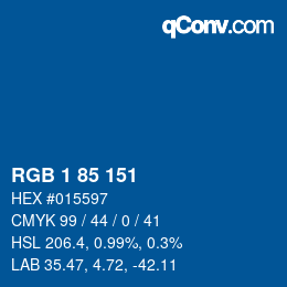カラーコード: RGB 1 85 151 | qconv.com