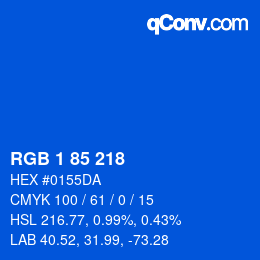 カラーコード: RGB 1 85 218 | qconv.com