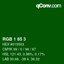 Color code: RGB 1 85 3 | qconv.com