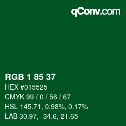 Color code: RGB 1 85 37 | qconv.com