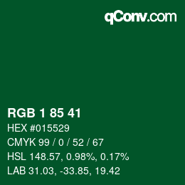 Color code: RGB 1 85 41 | qconv.com