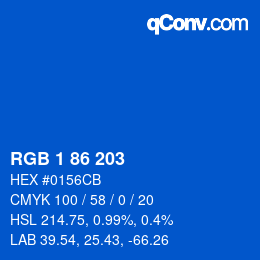 Color code: RGB 1 86 203 | qconv.com