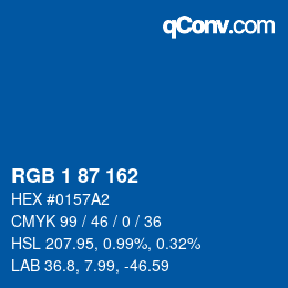 カラーコード: RGB 1 87 162 | qconv.com