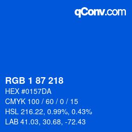 Color code: RGB 1 87 218 | qconv.com