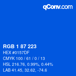 カラーコード: RGB 1 87 223 | qconv.com