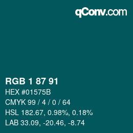 Farbcode: RGB 1 87 91 | qconv.com