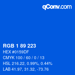 カラーコード: RGB 1 89 223 | qconv.com