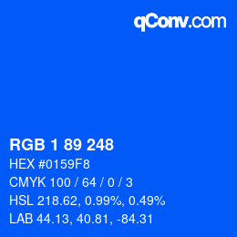 カラーコード: RGB 1 89 248 | qconv.com