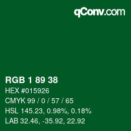 Color code: RGB 1 89 38 | qconv.com