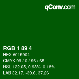 Color code: RGB 1 89 4 | qconv.com