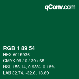 Color code: RGB 1 89 54 | qconv.com