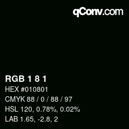 Color code: RGB 1 8 1 | qconv.com