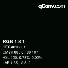 Code couleur: RGB 1 8 1 | qconv.com
