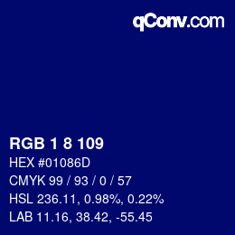 Color code: RGB 1 8 109 | qconv.com