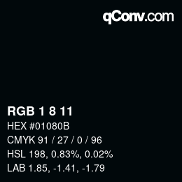 Farbcode: RGB 1 8 11 | qconv.com