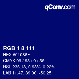 Code couleur: RGB 1 8 111 | qconv.com