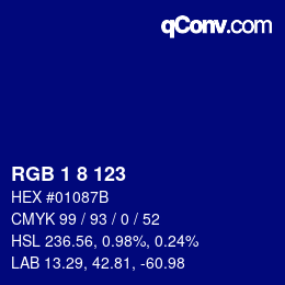 Farbcode: RGB 1 8 123 | qconv.com