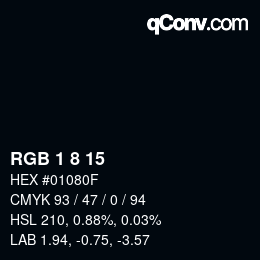 カラーコード: RGB 1 8 15 | qconv.com