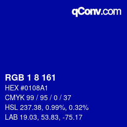 Color code: RGB 1 8 161 | qconv.com
