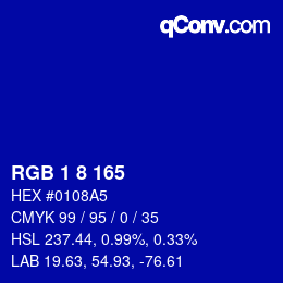 Color code: RGB 1 8 165 | qconv.com
